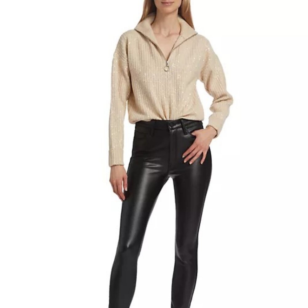 Design History  Sequin-Embroidered Quarter-Zip Sweater